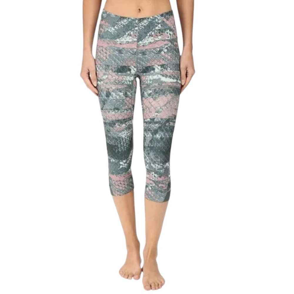 NWT The North Face Motus Tight Capri Perform Balsam Green Reptile Print Legging